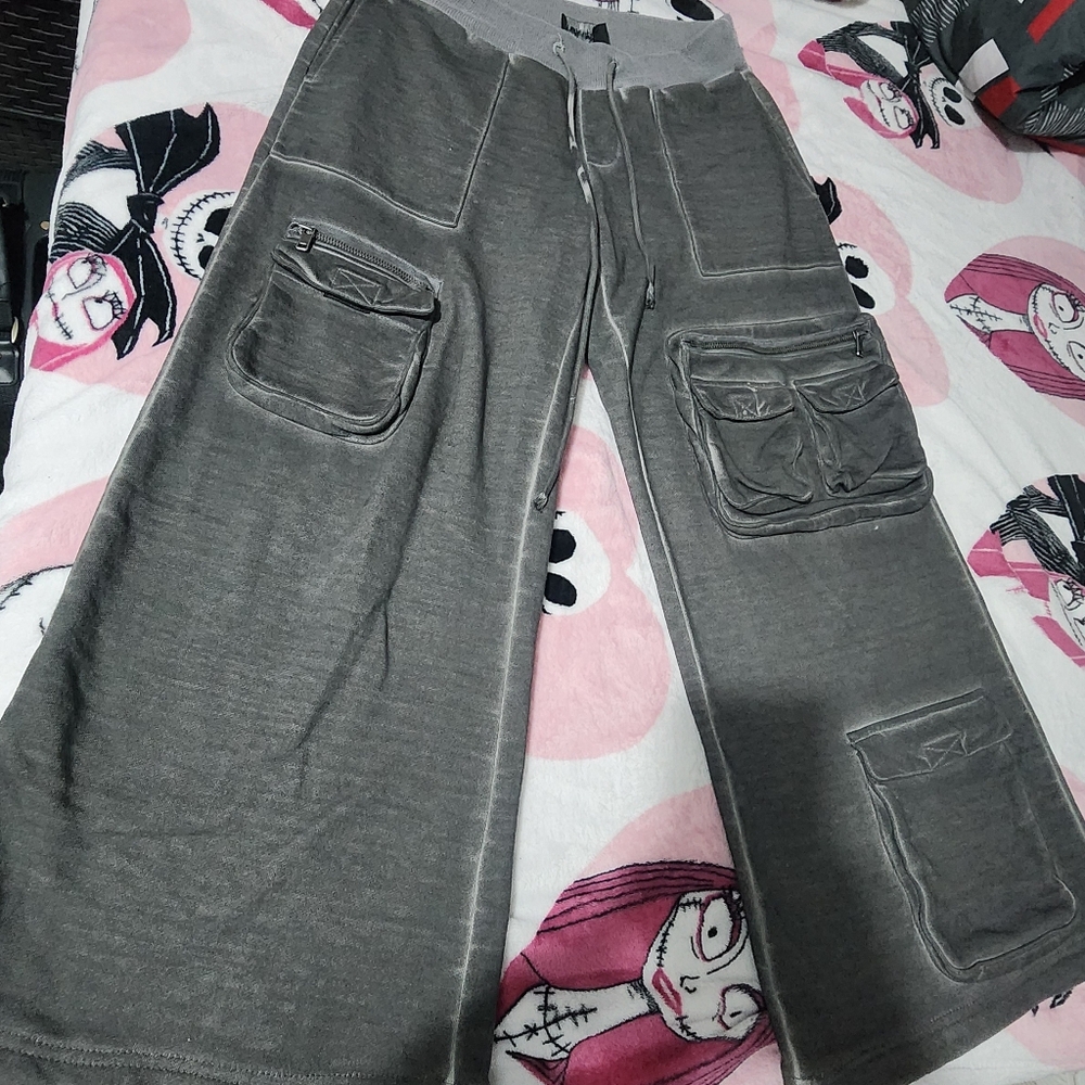 Dolls kill darker wavs downbeat cargo pants acid washed